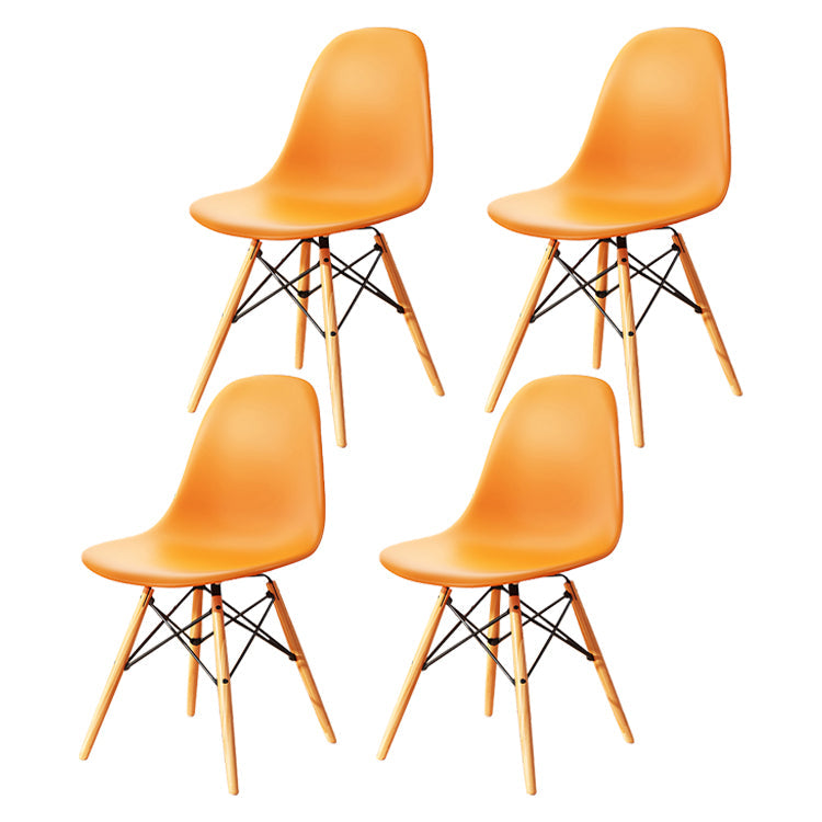 Kitchen Plastic Dining Chair Multicolor Side Chair Set with Wooden Legs Orange Set of 4 Clearhalo ' kitchen&dining_furn' 'Dining Chairs' 'Dining Tables & Seating' 'dining_chair' 'Furniture' 'furniture_dining_chair' 'Kitchen & Dining Furniture' 'kitchen' 3575144