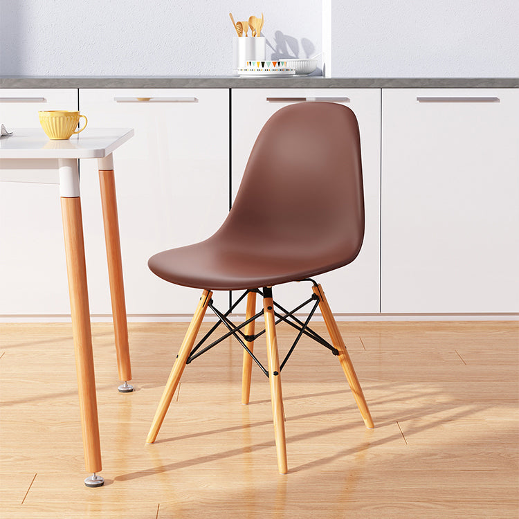 Kitchen Plastic Dining Chair Multicolor Side Chair Set with Wooden Legs Brown 1 Piece Clearhalo ' kitchen&dining_furn' 'Dining Chairs' 'Dining Tables & Seating' 'dining_chair' 'Furniture' 'furniture_dining_chair' 'Kitchen & Dining Furniture' 'kitchen' 3575145