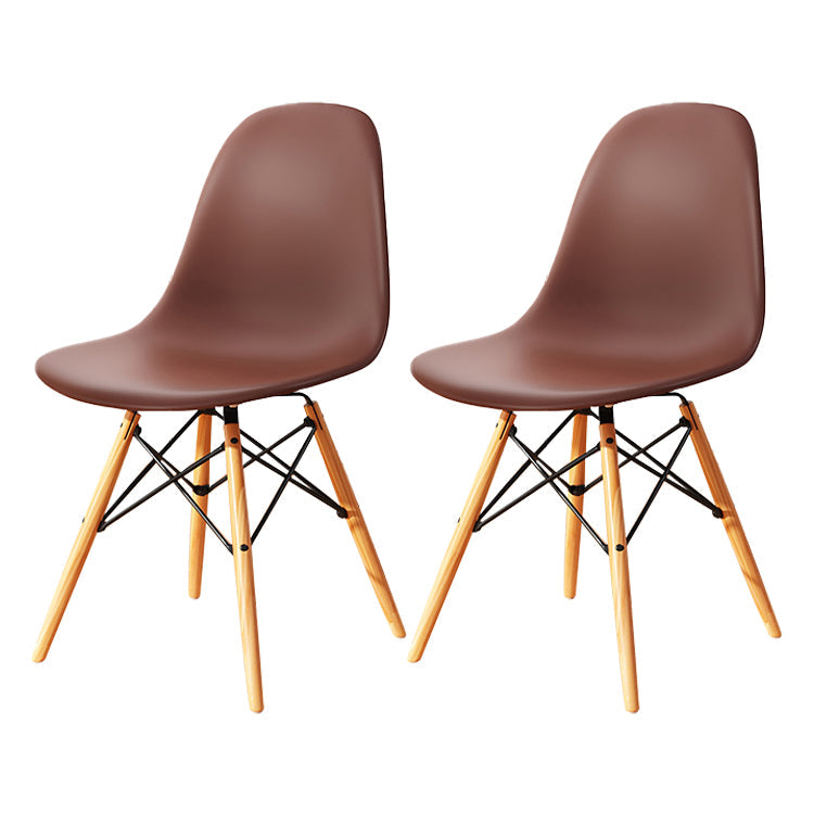 Kitchen Plastic Dining Chair Multicolor Side Chair Set with Wooden Legs Brown Set of 2 Clearhalo ' kitchen&dining_furn' 'Dining Chairs' 'Dining Tables & Seating' 'dining_chair' 'Furniture' 'furniture_dining_chair' 'Kitchen & Dining Furniture' 'kitchen' 3575146
