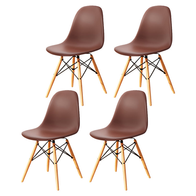 Kitchen Plastic Dining Chair Multicolor Side Chair Set with Wooden Legs Brown Set of 4 Clearhalo ' kitchen&dining_furn' 'Dining Chairs' 'Dining Tables & Seating' 'dining_chair' 'Furniture' 'furniture_dining_chair' 'Kitchen & Dining Furniture' 'kitchen' 3575147