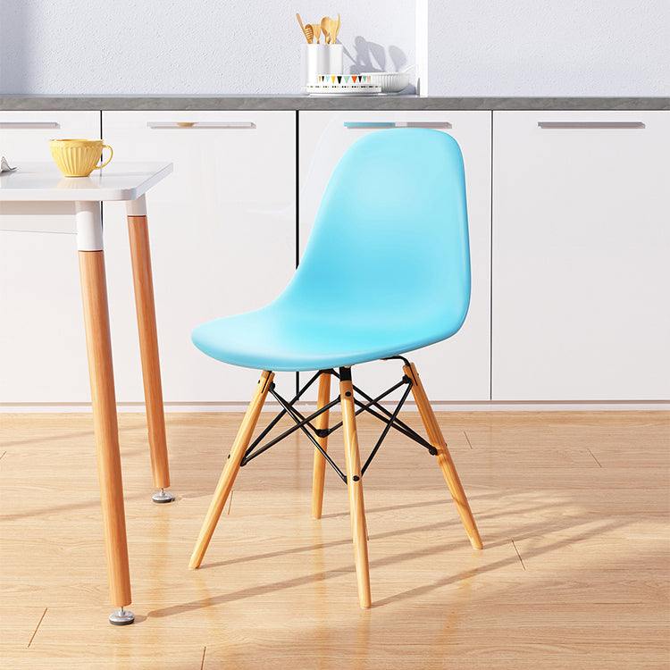 Kitchen Plastic Dining Chair Multicolor Side Chair Set with Wooden Legs Blue 1 Piece Clearhalo ' kitchen&dining_furn' 'Dining Chairs' 'Dining Tables & Seating' 'dining_chair' 'Furniture' 'furniture_dining_chair' 'Kitchen & Dining Furniture' 'kitchen' 3575148