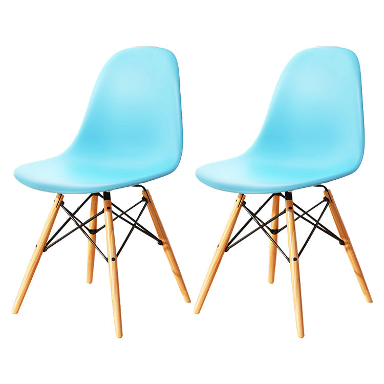 Kitchen Plastic Dining Chair Multicolor Side Chair Set with Wooden Legs Blue Set of 2 Clearhalo ' kitchen&dining_furn' 'Dining Chairs' 'Dining Tables & Seating' 'dining_chair' 'Furniture' 'furniture_dining_chair' 'Kitchen & Dining Furniture' 'kitchen' 3575149