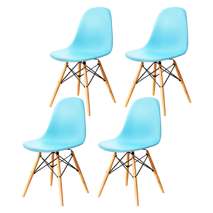 Kitchen Plastic Dining Chair Multicolor Side Chair Set with Wooden Legs Blue Set of 4 Clearhalo ' kitchen&dining_furn' 'Dining Chairs' 'Dining Tables & Seating' 'dining_chair' 'Furniture' 'furniture_dining_chair' 'Kitchen & Dining Furniture' 'kitchen' 3575150