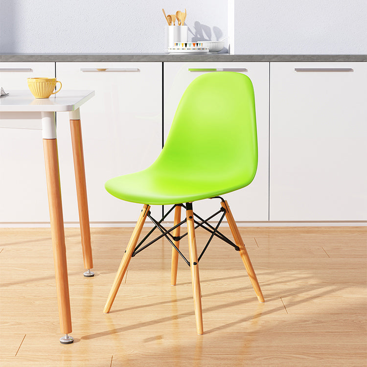 Kitchen Plastic Dining Chair Multicolor Side Chair Set with Wooden Legs Green 1 Piece Clearhalo ' kitchen&dining_furn' 'Dining Chairs' 'Dining Tables & Seating' 'dining_chair' 'Furniture' 'furniture_dining_chair' 'Kitchen & Dining Furniture' 'kitchen' 3575151
