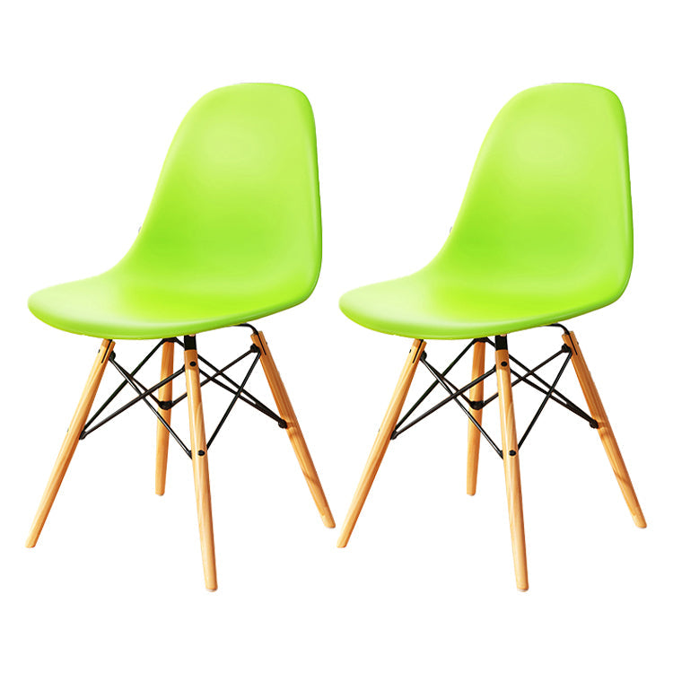 Kitchen Plastic Dining Chair Multicolor Side Chair Set with Wooden Legs Green Set of 2 Clearhalo ' kitchen&dining_furn' 'Dining Chairs' 'Dining Tables & Seating' 'dining_chair' 'Furniture' 'furniture_dining_chair' 'Kitchen & Dining Furniture' 'kitchen' 3575152