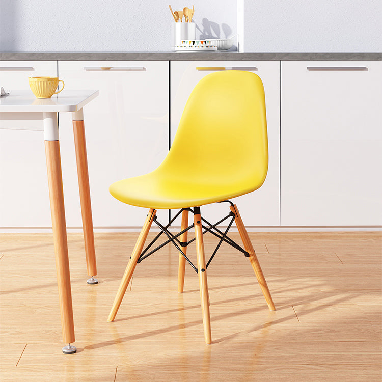 Kitchen Plastic Dining Chair Multicolor Side Chair Set with Wooden Legs Light Yellow 1 Piece Clearhalo ' kitchen&dining_furn' 'Dining Chairs' 'Dining Tables & Seating' 'dining_chair' 'Furniture' 'furniture_dining_chair' 'Kitchen & Dining Furniture' 'kitchen' 3575154
