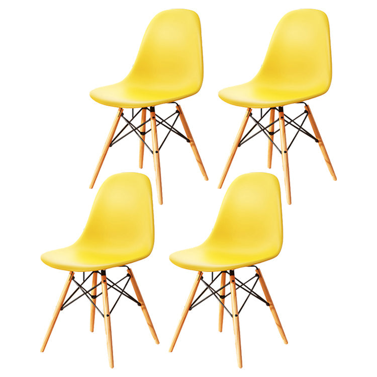 Kitchen Plastic Dining Chair Multicolor Side Chair Set with Wooden Legs Light Yellow Set of 4 Clearhalo ' kitchen&dining_furn' 'Dining Chairs' 'Dining Tables & Seating' 'dining_chair' 'Furniture' 'furniture_dining_chair' 'Kitchen & Dining Furniture' 'kitchen' 3575156
