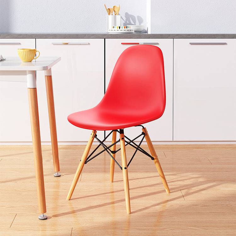 Kitchen Plastic Dining Chair Multicolor Side Chair Set with Wooden Legs Watermelon Red 1 Piece Clearhalo ' kitchen&dining_furn' 'Dining Chairs' 'Dining Tables & Seating' 'dining_chair' 'Furniture' 'furniture_dining_chair' 'Kitchen & Dining Furniture' 'kitchen' 3575157