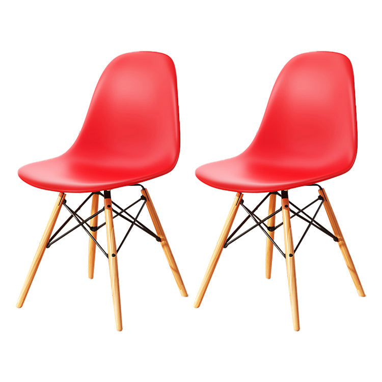 Kitchen Plastic Dining Chair Multicolor Side Chair Set with Wooden Legs Watermelon Red Set of 2 Clearhalo ' kitchen&dining_furn' 'Dining Chairs' 'Dining Tables & Seating' 'dining_chair' 'Furniture' 'furniture_dining_chair' 'Kitchen & Dining Furniture' 'kitchen' 3575158