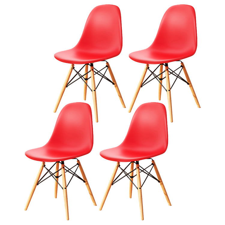 Kitchen Plastic Dining Chair Multicolor Side Chair Set with Wooden Legs Watermelon Red Set of 4 Clearhalo ' kitchen&dining_furn' 'Dining Chairs' 'Dining Tables & Seating' 'dining_chair' 'Furniture' 'furniture_dining_chair' 'Kitchen & Dining Furniture' 'kitchen' 3575159