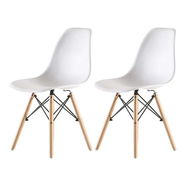 Kitchen Plastic Dining Chair Multicolor Side Chair Set with Wooden Legs Off-White Set of 2 Clearhalo ' kitchen&dining_furn' 'Dining Chairs' 'Dining Tables & Seating' 'dining_chair' 'Furniture' 'furniture_dining_chair' 'Kitchen & Dining Furniture' 'kitchen' 3575160