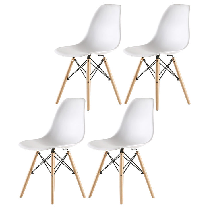 Kitchen Plastic Dining Chair Multicolor Side Chair Set with Wooden Legs Off-White Set of 4 Clearhalo ' kitchen&dining_furn' 'Dining Chairs' 'Dining Tables & Seating' 'dining_chair' 'Furniture' 'furniture_dining_chair' 'Kitchen & Dining Furniture' 'kitchen' 3575161