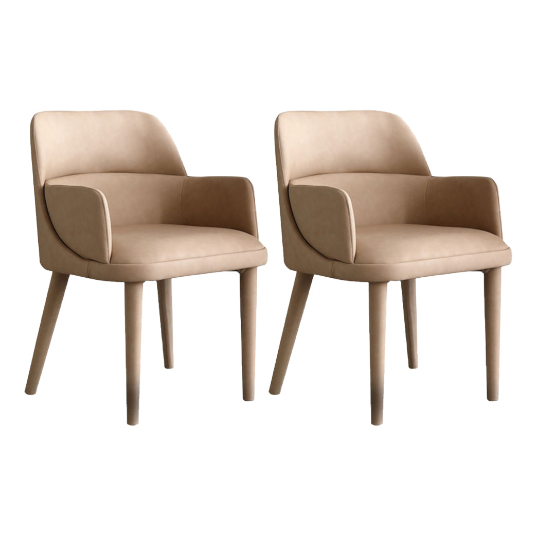 Modern Leather Dining Chair 32"H Parsons Chair with Metal Legs for Restaurant Beige-Coffee 2 Piece Set Clearhalo ' kitchen&dining_furn' 'Dining Chairs' 'Dining Tables & Seating' 'dining_chair' 'furn' 'furn_dining_chair' 'Furniture' 'furniture_dining_chair' 'Kitchen & Dining Furniture' 'kitchen' 3575163