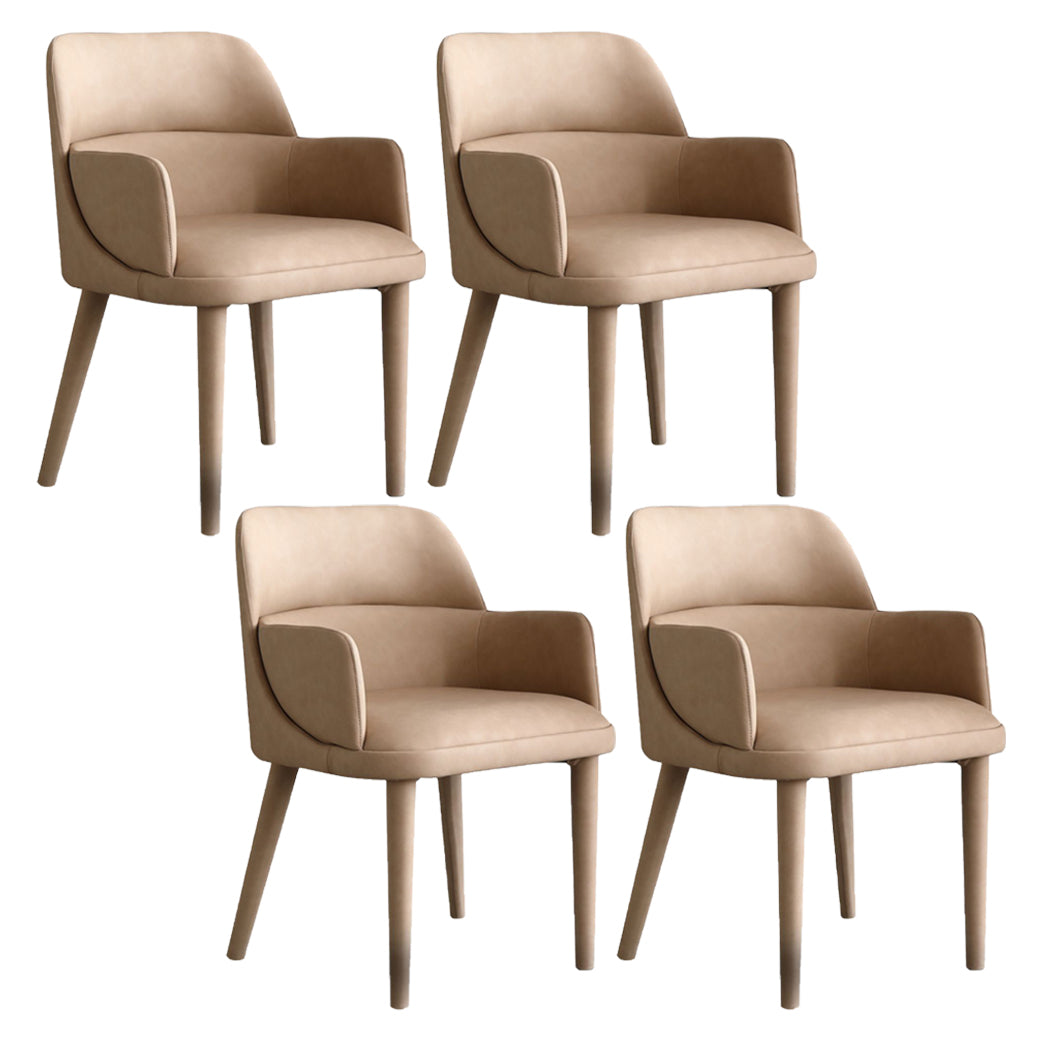 Modern Leather Dining Chair 32"H Parsons Chair with Metal Legs for Restaurant Beige-Coffee 4 Piece Set Clearhalo ' kitchen&dining_furn' 'Dining Chairs' 'Dining Tables & Seating' 'dining_chair' 'furn' 'furn_dining_chair' 'Furniture' 'furniture_dining_chair' 'Kitchen & Dining Furniture' 'kitchen' 3575165