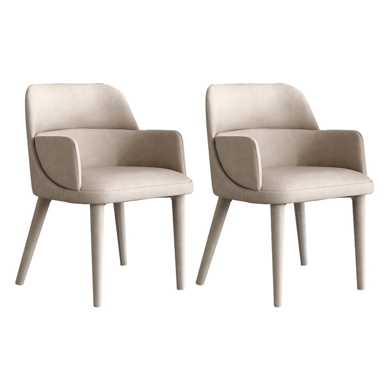 Modern Leather Dining Chair 32"H Parsons Chair with Metal Legs for Restaurant Off-White 2 Piece Set Clearhalo ' kitchen&dining_furn' 'Dining Chairs' 'Dining Tables & Seating' 'dining_chair' 'furn' 'furn_dining_chair' 'Furniture' 'furniture_dining_chair' 'Kitchen & Dining Furniture' 'kitchen' 3575166