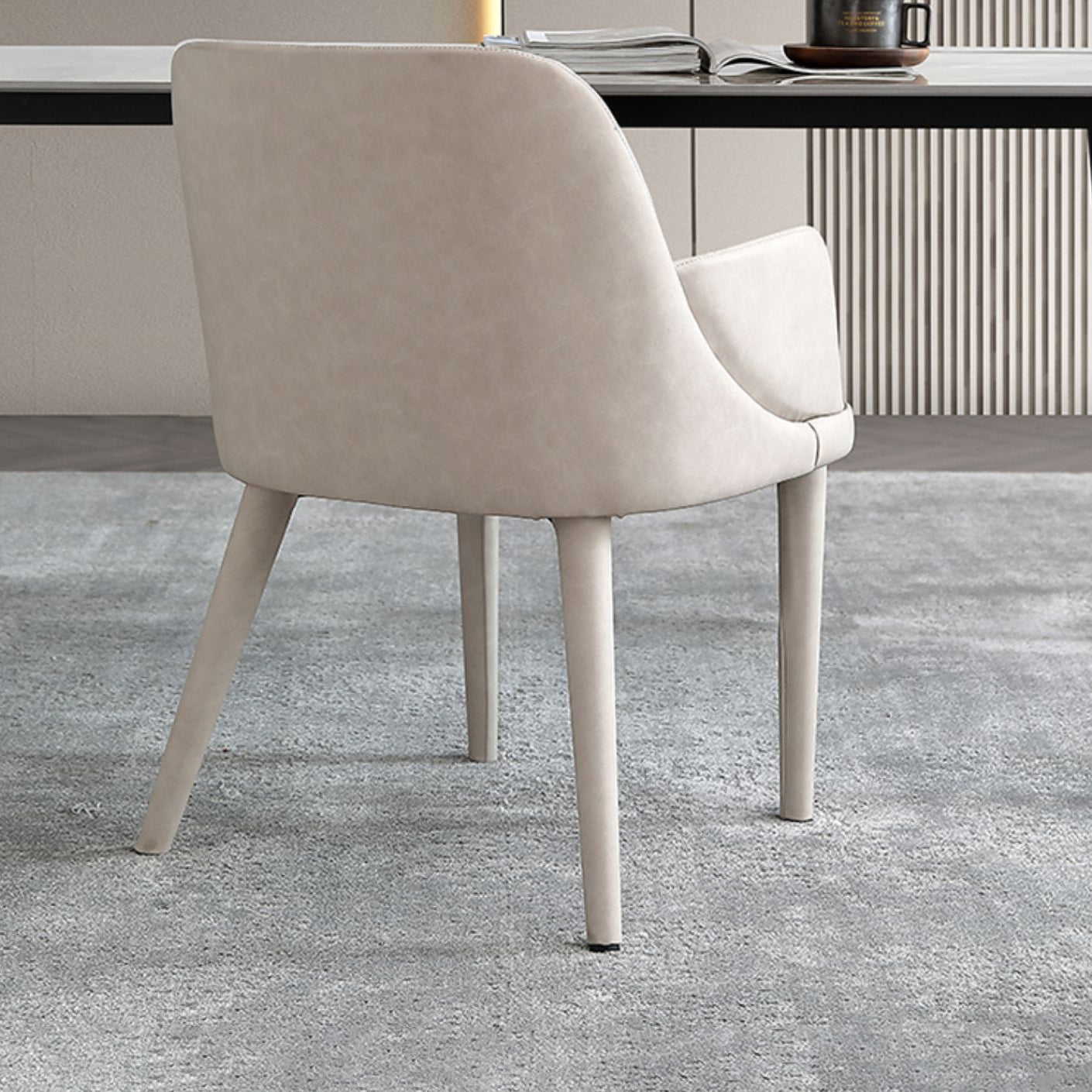 Modern Leather Dining Chair 32"H Parsons Chair with Metal Legs for Restaurant Clearhalo ' kitchen&dining_furn' 'Dining Chairs' 'Dining Tables & Seating' 'dining_chair' 'furn' 'furn_dining_chair' 'Furniture' 'furniture_dining_chair' 'Kitchen & Dining Furniture' 'kitchen' 3575167