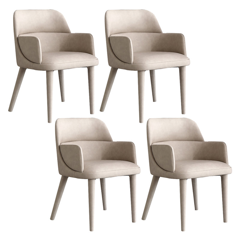 Modern Leather Dining Chair 32"H Parsons Chair with Metal Legs for Restaurant Off-White 4 Piece Set Clearhalo ' kitchen&dining_furn' 'Dining Chairs' 'Dining Tables & Seating' 'dining_chair' 'furn' 'furn_dining_chair' 'Furniture' 'furniture_dining_chair' 'Kitchen & Dining Furniture' 'kitchen' 3575168