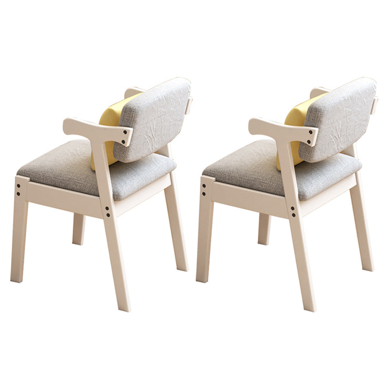 Glam Style Rubberwood Chairs Open Back Arm Dining Room Kitchen Chair Set Off-White 2 Piece Set Clearhalo ' kitchen&dining_furn' 'Dining Chairs' 'Dining Tables & Seating' 'dining_chair' 'furn' 'furn_dining_chair' 'Furniture' 'furniture_dining_chair' 'Kitchen & Dining Furniture' 'kitchen' 3575196