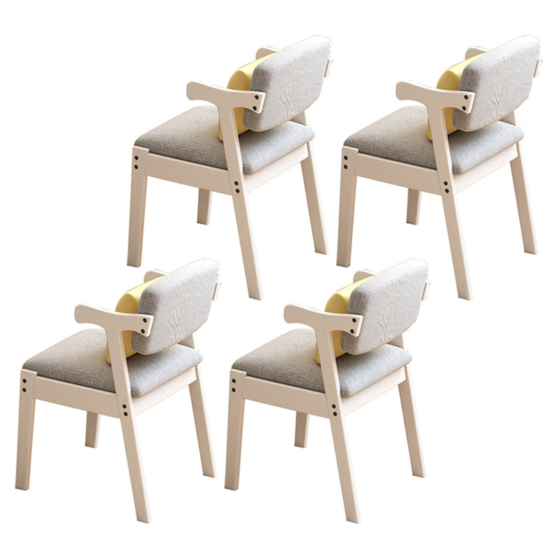 Glam Style Rubberwood Chairs Open Back Arm Dining Room Kitchen Chair Set Off-White 4 Piece Set Clearhalo ' kitchen&dining_furn' 'Dining Chairs' 'Dining Tables & Seating' 'dining_chair' 'furn' 'furn_dining_chair' 'Furniture' 'furniture_dining_chair' 'Kitchen & Dining Furniture' 'kitchen' 3575197