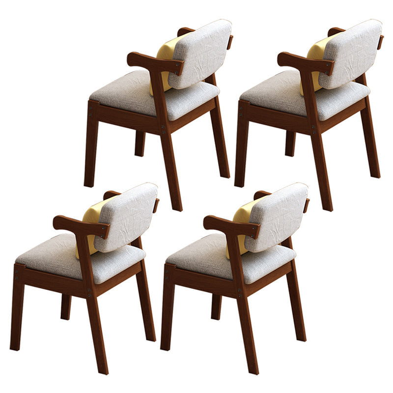 Glam Style Rubberwood Chairs Open Back Arm Dining Room Kitchen Chair Set Walnut 4 Piece Set Clearhalo ' kitchen&dining_furn' 'Dining Chairs' 'Dining Tables & Seating' 'dining_chair' 'furn' 'furn_dining_chair' 'Furniture' 'furniture_dining_chair' 'Kitchen & Dining Furniture' 'kitchen' 3575199