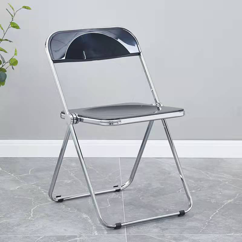 Nordic Style Armless Metal Dining Chairs Stackable Folding Side Chair for Home Use Black 1 Piece Clearhalo ' kitchen&dining_furn' 'Dining Chairs' 'Dining Tables & Seating' 'dining_chair' 'furn' 'furn_dining_chair' 'Furniture' 'furniture_dining_chair' 'Kitchen & Dining Furniture' 'kitchen' 3575201