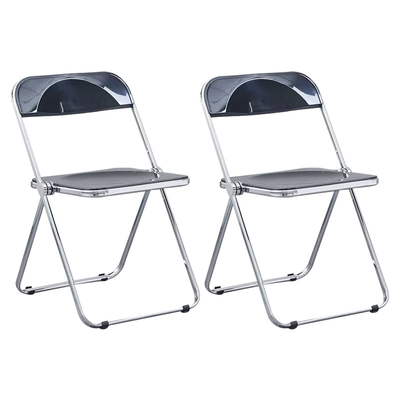 Nordic Style Armless Metal Dining Chairs Stackable Folding Side Chair for Home Use Black 2 Piece Set Clearhalo ' kitchen&dining_furn' 'Dining Chairs' 'Dining Tables & Seating' 'dining_chair' 'furn' 'furn_dining_chair' 'Furniture' 'furniture_dining_chair' 'Kitchen & Dining Furniture' 'kitchen' 3575203