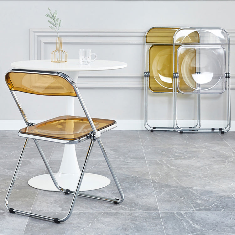 Nordic Style Armless Metal Dining Chairs Stackable Folding Side Chair for Home Use Clearhalo ' kitchen&dining_furn' 'Dining Chairs' 'Dining Tables & Seating' 'dining_chair' 'furn' 'furn_dining_chair' 'Furniture' 'furniture_dining_chair' 'Kitchen & Dining Furniture' 'kitchen' 3575204