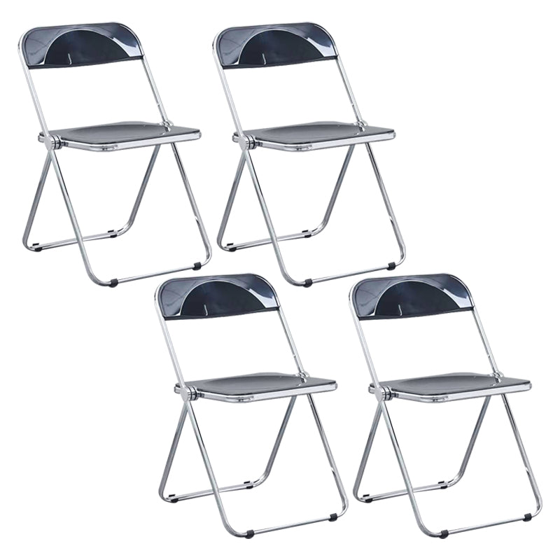 Nordic Style Armless Metal Dining Chairs Stackable Folding Side Chair for Home Use Black 4 Piece Set Clearhalo ' kitchen&dining_furn' 'Dining Chairs' 'Dining Tables & Seating' 'dining_chair' 'furn' 'furn_dining_chair' 'Furniture' 'furniture_dining_chair' 'Kitchen & Dining Furniture' 'kitchen' 3575205