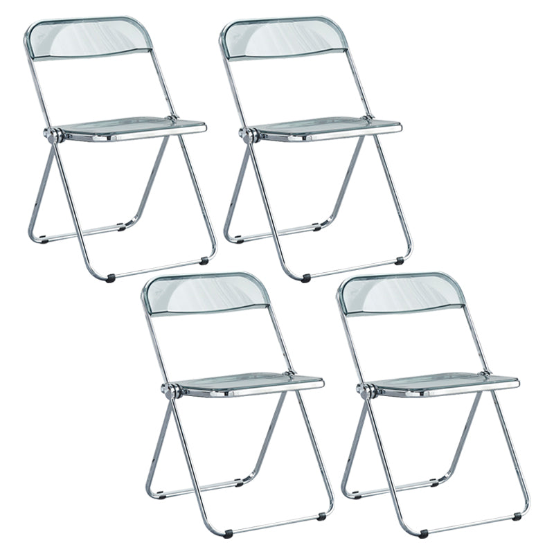Nordic Style Armless Metal Dining Chairs Stackable Folding Side Chair for Home Use Grey 4 Piece Set Clearhalo ' kitchen&dining_furn' 'Dining Chairs' 'Dining Tables & Seating' 'dining_chair' 'furn' 'furn_dining_chair' 'Furniture' 'furniture_dining_chair' 'Kitchen & Dining Furniture' 'kitchen' 3575210