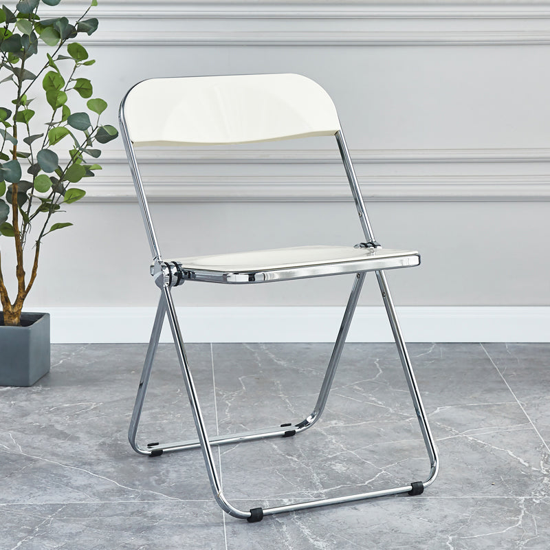 Nordic Style Armless Metal Dining Chairs Stackable Folding Side Chair for Home Use White 1 Piece Clearhalo ' kitchen&dining_furn' 'Dining Chairs' 'Dining Tables & Seating' 'dining_chair' 'furn' 'furn_dining_chair' 'Furniture' 'furniture_dining_chair' 'Kitchen & Dining Furniture' 'kitchen' 3575213