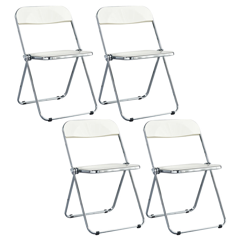 Nordic Style Armless Metal Dining Chairs Stackable Folding Side Chair for Home Use White 4 Piece Set Clearhalo ' kitchen&dining_furn' 'Dining Chairs' 'Dining Tables & Seating' 'dining_chair' 'furn' 'furn_dining_chair' 'Furniture' 'furniture_dining_chair' 'Kitchen & Dining Furniture' 'kitchen' 3575216