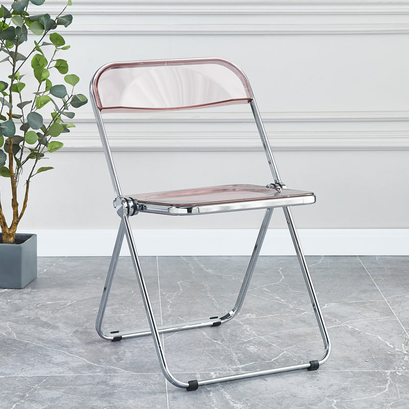 Nordic Style Armless Metal Dining Chairs Stackable Folding Side Chair for Home Use Pink 1 Piece Clearhalo ' kitchen&dining_furn' 'Dining Chairs' 'Dining Tables & Seating' 'dining_chair' 'furn' 'furn_dining_chair' 'Furniture' 'furniture_dining_chair' 'Kitchen & Dining Furniture' 'kitchen' 3575218