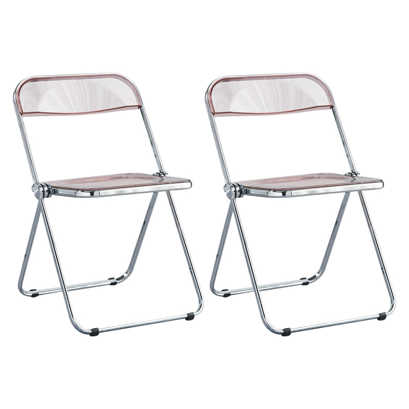 Nordic Style Armless Metal Dining Chairs Stackable Folding Side Chair for Home Use Pink 2 Piece Set Clearhalo ' kitchen&dining_furn' 'Dining Chairs' 'Dining Tables & Seating' 'dining_chair' 'furn' 'furn_dining_chair' 'Furniture' 'furniture_dining_chair' 'Kitchen & Dining Furniture' 'kitchen' 3575220