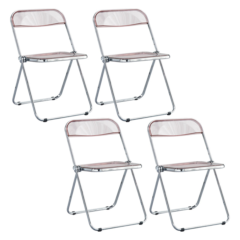 Nordic Style Armless Metal Dining Chairs Stackable Folding Side Chair for Home Use Pink 4 Piece Set Clearhalo ' kitchen&dining_furn' 'Dining Chairs' 'Dining Tables & Seating' 'dining_chair' 'furn' 'furn_dining_chair' 'Furniture' 'furniture_dining_chair' 'Kitchen & Dining Furniture' 'kitchen' 3575222