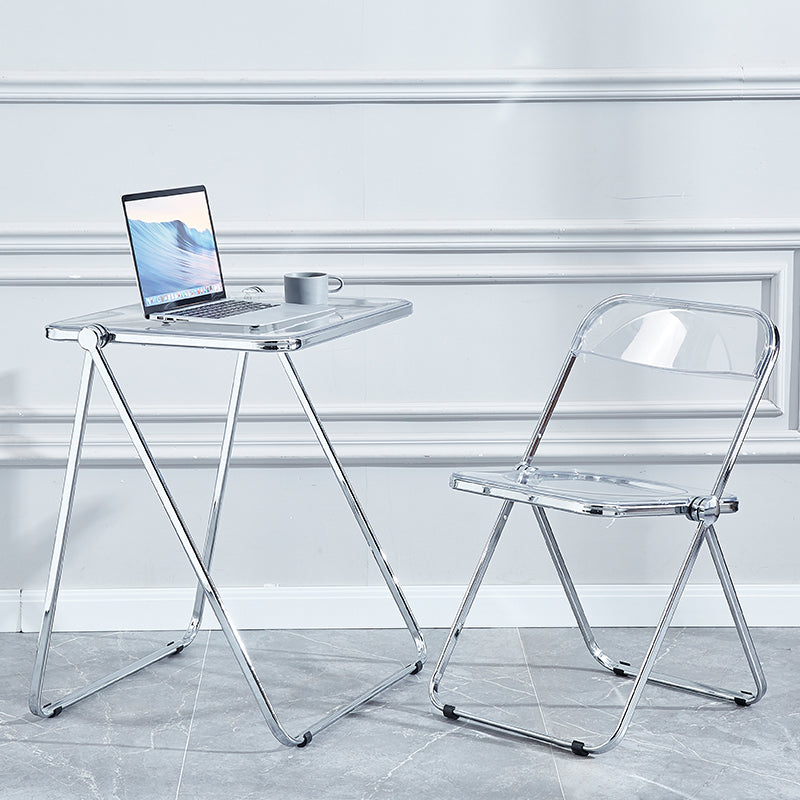 Nordic Style Armless Metal Dining Chairs Stackable Folding Side Chair for Home Use Clearhalo ' kitchen&dining_furn' 'Dining Chairs' 'Dining Tables & Seating' 'dining_chair' 'furn' 'furn_dining_chair' 'Furniture' 'furniture_dining_chair' 'Kitchen & Dining Furniture' 'kitchen' 3575223