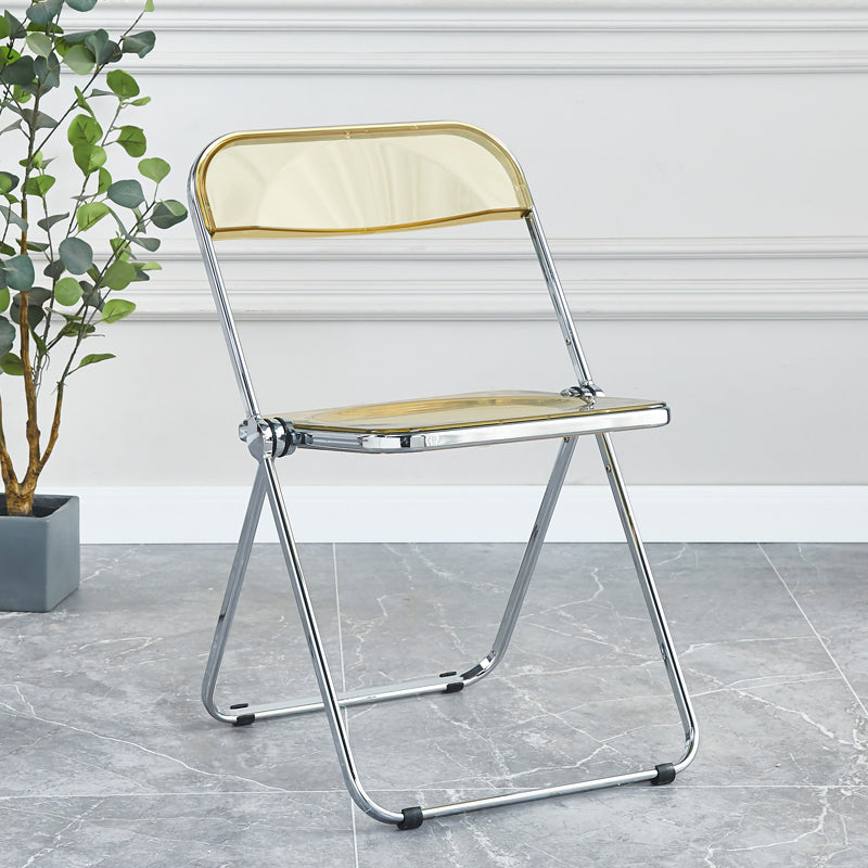 Nordic Style Armless Metal Dining Chairs Stackable Folding Side Chair for Home Use Yellow 1 Piece Clearhalo ' kitchen&dining_furn' 'Dining Chairs' 'Dining Tables & Seating' 'dining_chair' 'furn' 'furn_dining_chair' 'Furniture' 'furniture_dining_chair' 'Kitchen & Dining Furniture' 'kitchen' 3575225