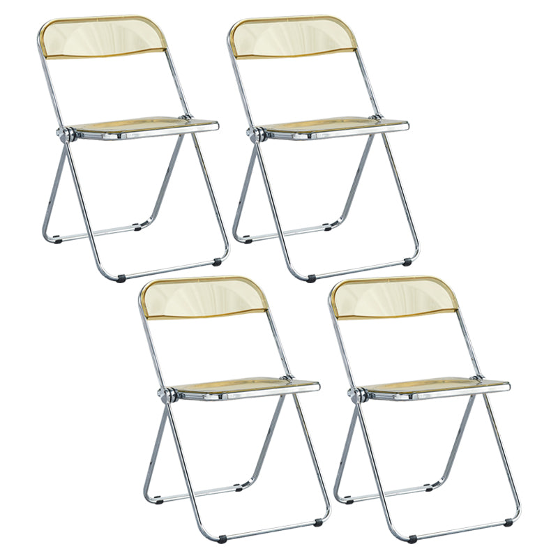 Nordic Style Armless Metal Dining Chairs Stackable Folding Side Chair for Home Use Yellow 4 Piece Set Clearhalo ' kitchen&dining_furn' 'Dining Chairs' 'Dining Tables & Seating' 'dining_chair' 'furn' 'furn_dining_chair' 'Furniture' 'furniture_dining_chair' 'Kitchen & Dining Furniture' 'kitchen' 3575229