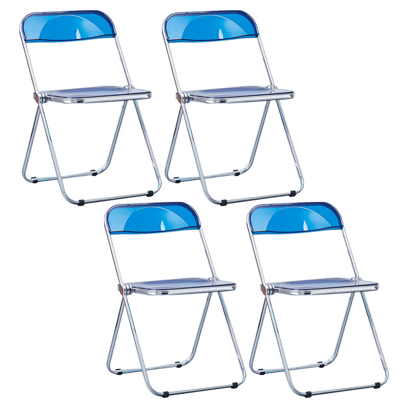 Nordic Style Armless Metal Dining Chairs Stackable Folding Side Chair for Home Use Blue 4 Piece Set Clearhalo ' kitchen&dining_furn' 'Dining Chairs' 'Dining Tables & Seating' 'dining_chair' 'furn' 'furn_dining_chair' 'Furniture' 'furniture_dining_chair' 'Kitchen & Dining Furniture' 'kitchen' 3575232