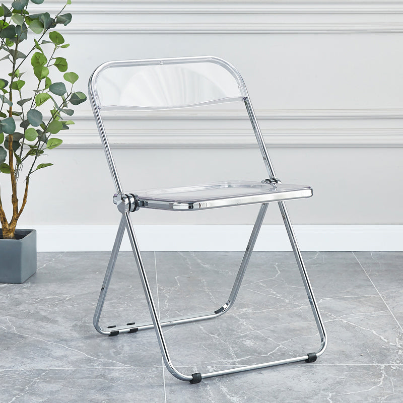 Nordic Style Armless Metal Dining Chairs Stackable Folding Side Chair for Home Use Clear 1 Piece Clearhalo ' kitchen&dining_furn' 'Dining Chairs' 'Dining Tables & Seating' 'dining_chair' 'furn' 'furn_dining_chair' 'Furniture' 'furniture_dining_chair' 'Kitchen & Dining Furniture' 'kitchen' 3575233