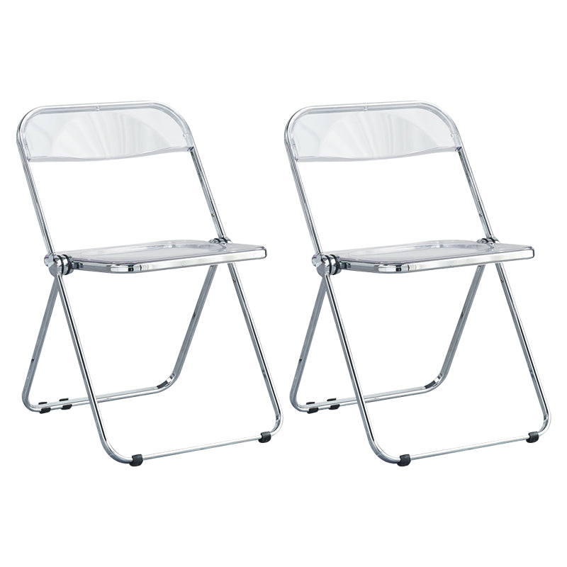 Nordic Style Armless Metal Dining Chairs Stackable Folding Side Chair for Home Use Clear 2 Piece Set Clearhalo ' kitchen&dining_furn' 'Dining Chairs' 'Dining Tables & Seating' 'dining_chair' 'furn' 'furn_dining_chair' 'Furniture' 'furniture_dining_chair' 'Kitchen & Dining Furniture' 'kitchen' 3575234