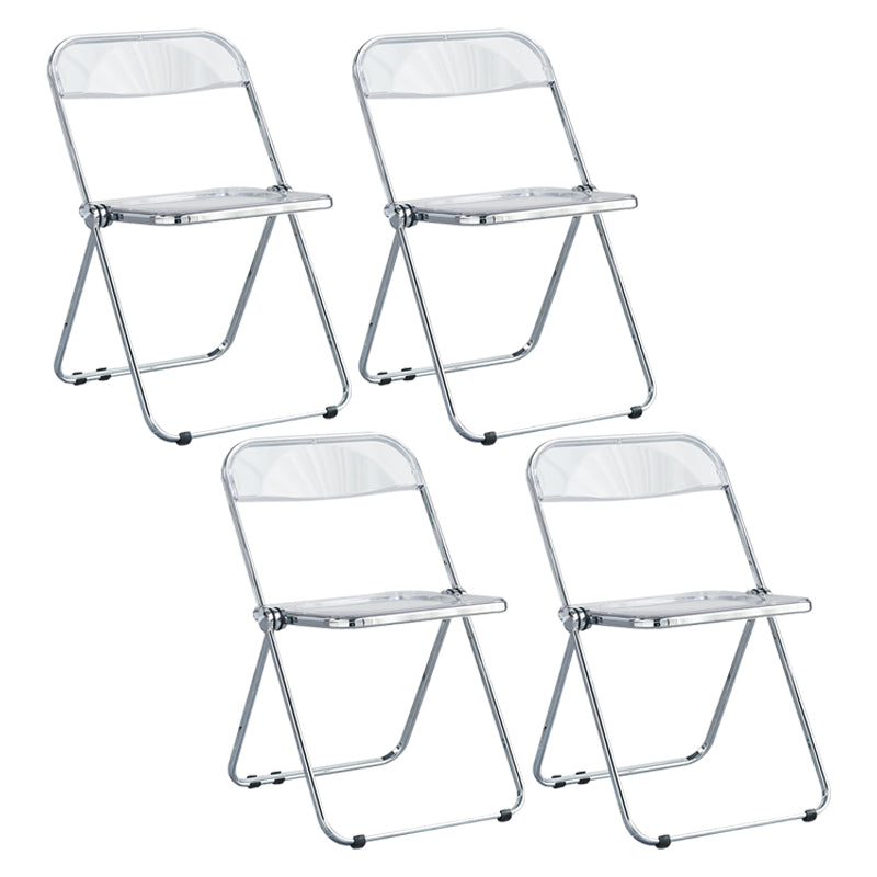 Nordic Style Armless Metal Dining Chairs Stackable Folding Side Chair for Home Use Clear 4 Piece Set Clearhalo ' kitchen&dining_furn' 'Dining Chairs' 'Dining Tables & Seating' 'dining_chair' 'furn' 'furn_dining_chair' 'Furniture' 'furniture_dining_chair' 'Kitchen & Dining Furniture' 'kitchen' 3575235