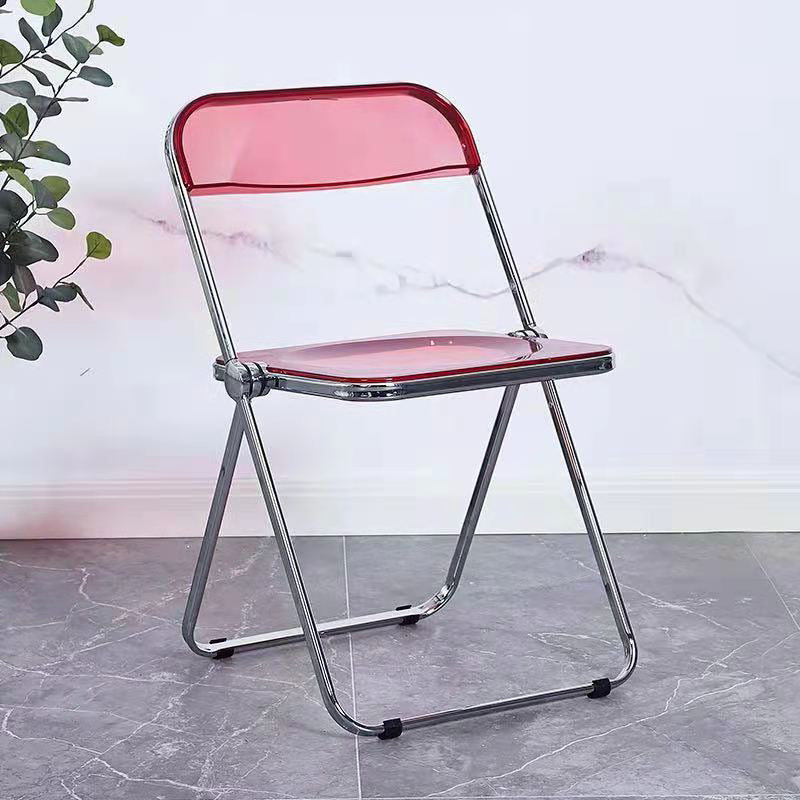 Nordic Style Armless Metal Dining Chairs Stackable Folding Side Chair for Home Use Rose Red 1 Piece Clearhalo ' kitchen&dining_furn' 'Dining Chairs' 'Dining Tables & Seating' 'dining_chair' 'furn' 'furn_dining_chair' 'Furniture' 'furniture_dining_chair' 'Kitchen & Dining Furniture' 'kitchen' 3575236