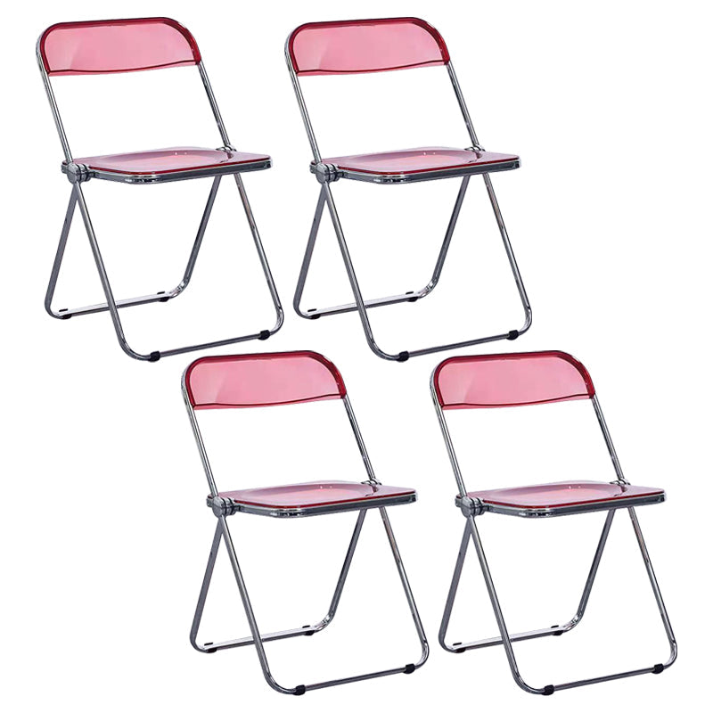 Nordic Style Armless Metal Dining Chairs Stackable Folding Side Chair for Home Use Rose Red 4 Piece Set Clearhalo ' kitchen&dining_furn' 'Dining Chairs' 'Dining Tables & Seating' 'dining_chair' 'furn' 'furn_dining_chair' 'Furniture' 'furniture_dining_chair' 'Kitchen & Dining Furniture' 'kitchen' 3575238