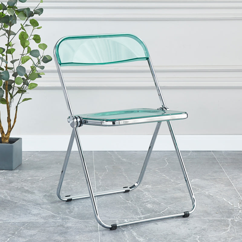 Nordic Style Armless Metal Dining Chairs Stackable Folding Side Chair for Home Use Light Green 1 Piece Clearhalo ' kitchen&dining_furn' 'Dining Chairs' 'Dining Tables & Seating' 'dining_chair' 'furn' 'furn_dining_chair' 'Furniture' 'furniture_dining_chair' 'Kitchen & Dining Furniture' 'kitchen' 3575239