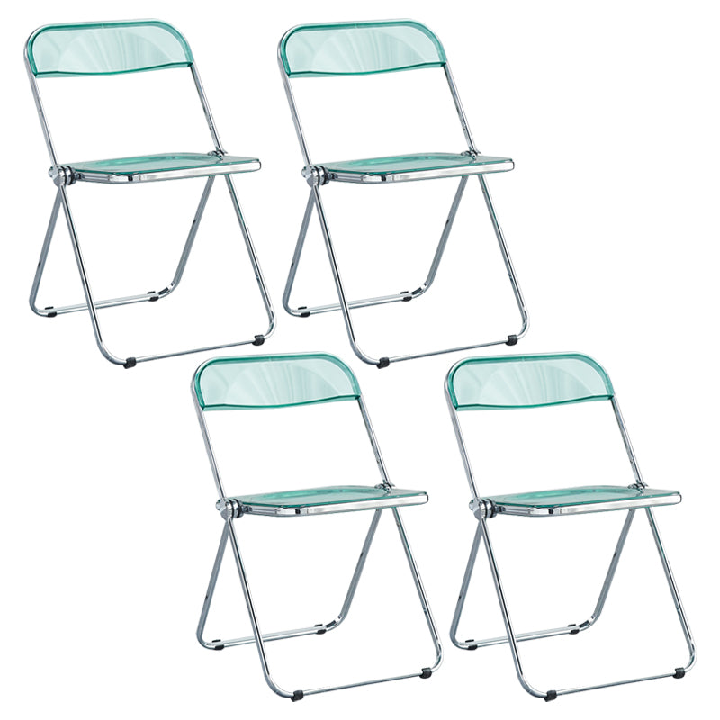 Nordic Style Armless Metal Dining Chairs Stackable Folding Side Chair for Home Use Light Green 4 Piece Set Clearhalo ' kitchen&dining_furn' 'Dining Chairs' 'Dining Tables & Seating' 'dining_chair' 'furn' 'furn_dining_chair' 'Furniture' 'furniture_dining_chair' 'Kitchen & Dining Furniture' 'kitchen' 3575241