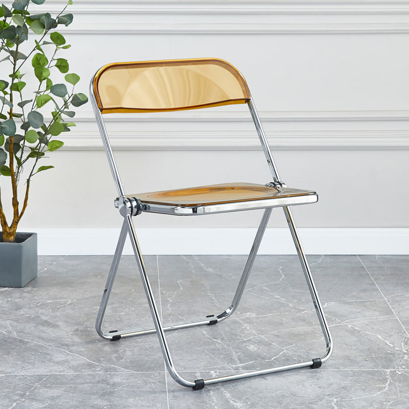 Nordic Style Armless Metal Dining Chairs Stackable Folding Side Chair for Home Use Tan 1 Piece Clearhalo ' kitchen&dining_furn' 'Dining Chairs' 'Dining Tables & Seating' 'dining_chair' 'furn' 'furn_dining_chair' 'Furniture' 'furniture_dining_chair' 'Kitchen & Dining Furniture' 'kitchen' 3575242