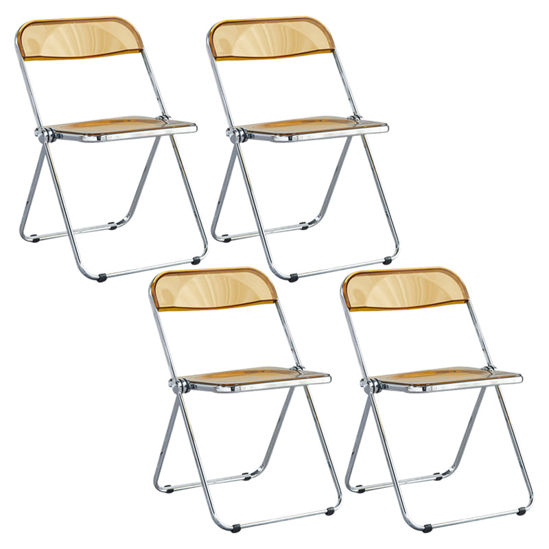 Nordic Style Armless Metal Dining Chairs Stackable Folding Side Chair for Home Use Tan 4 Piece Set Clearhalo ' kitchen&dining_furn' 'Dining Chairs' 'Dining Tables & Seating' 'dining_chair' 'furn' 'furn_dining_chair' 'Furniture' 'furniture_dining_chair' 'Kitchen & Dining Furniture' 'kitchen' 3575244