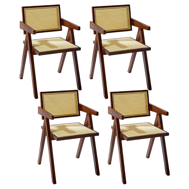 Wooden Dining Side Chairs Modern Indoor-Outdoor Open Back Dining Chair, 20'' Wide Red Brown 4 Piece Set Clearhalo ' kitchen&dining_furn' 'Dining Chairs' 'Dining Tables & Seating' 'dining_chair' 'furn' 'furn_dining_chair' 'Furniture' 'furniture_dining_chair' 'Kitchen & Dining Furniture' 'kitchen' 3575274