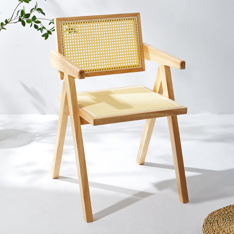 Wooden Dining Side Chairs Modern Indoor-Outdoor Open Back Dining Chair, 20'' Wide Brown-Khaki 1 Piece Clearhalo ' kitchen&dining_furn' 'Dining Chairs' 'Dining Tables & Seating' 'dining_chair' 'furn' 'furn_dining_chair' 'Furniture' 'furniture_dining_chair' 'Kitchen & Dining Furniture' 'kitchen' 3575278