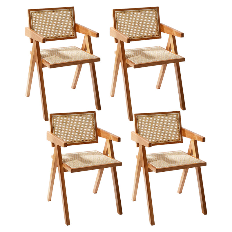Wooden Dining Side Chairs Modern Indoor-Outdoor Open Back Dining Chair, 20'' Wide Apricot-Brown 4 Piece Set Clearhalo ' kitchen&dining_furn' 'Dining Chairs' 'Dining Tables & Seating' 'dining_chair' 'furn' 'furn_dining_chair' 'Furniture' 'furniture_dining_chair' 'Kitchen & Dining Furniture' 'kitchen' 3575283